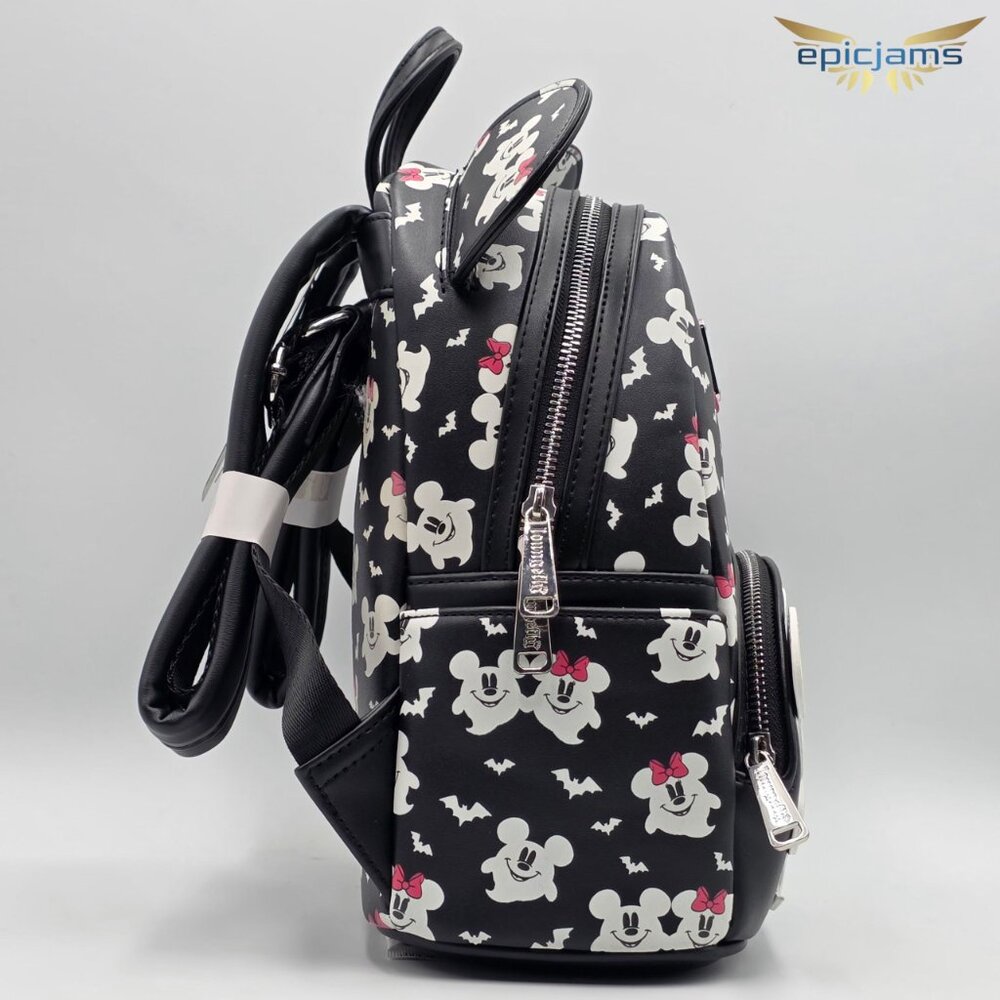 Loungefly Disney Mickey & Minnie Mouse Ghostly Glow-in-the-Dark Mini Backpack Se - Picture 5 of 9